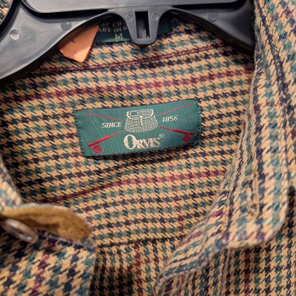 Stain......Vintage 90s Orvis Canvas Shirt Men's M Fishing Hunting Outdoor - Picture 2 of 5